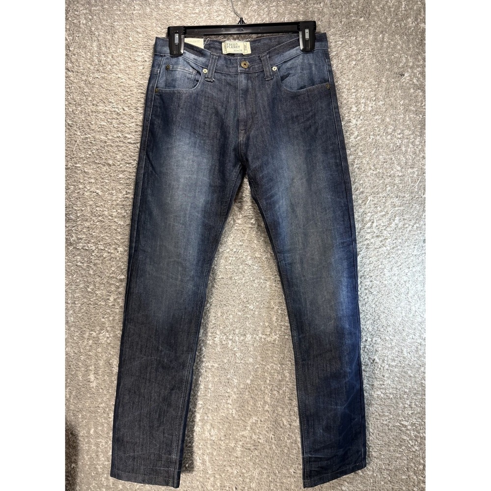 Free Planet Men's Slim Straight Jeans Blue Denim Pants 32X32 NWT